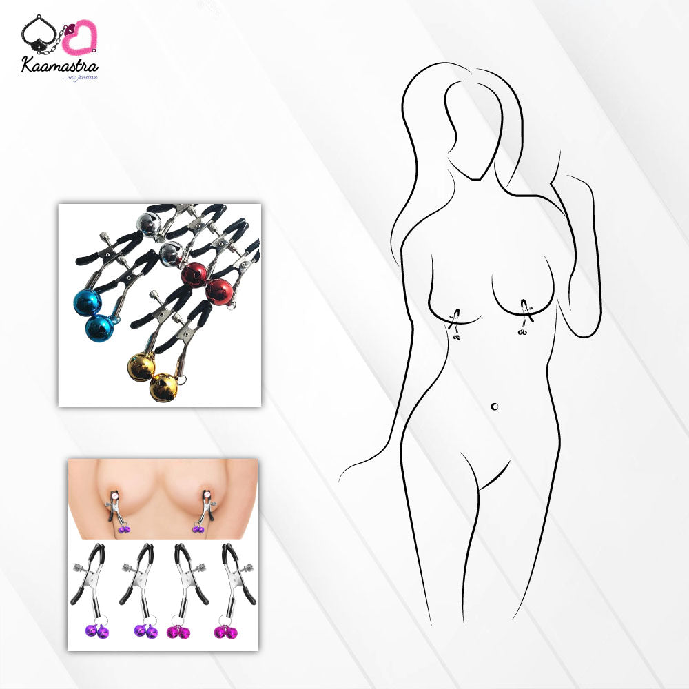Model wearing Kaamastra bell nipple clips - Adjustable and stylish