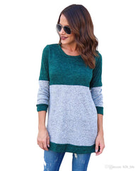 Blue & Grey Round Neck Full Sleeve Top