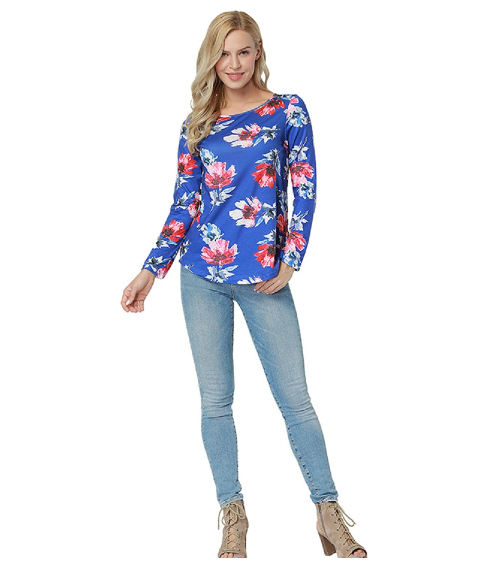 Flower Print Full Sleeve women's Top