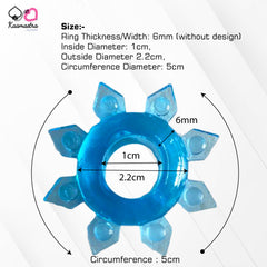 Dimensions: 1cm inner diameter spiked silicone cock ring with dotted texture