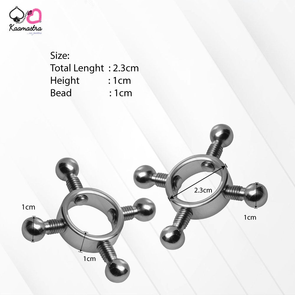 Close-up of Kaamastra nipple jewelry – 2.3 cm length, 1 cm bead, adjustable fit