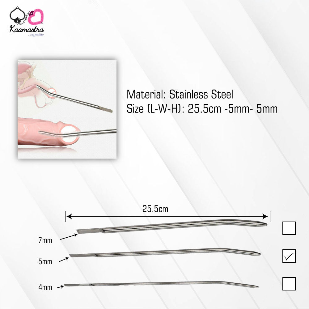 Kaamastra 5mm Urethral Sound Dimensions – 25.5cm Steel Rod with 4mm-7mm Graduations