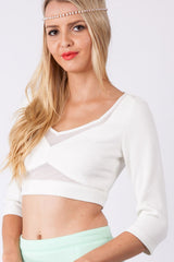 Buy Kaamastra White Solid Mesh Top – Half Sleeve Women’s Wear