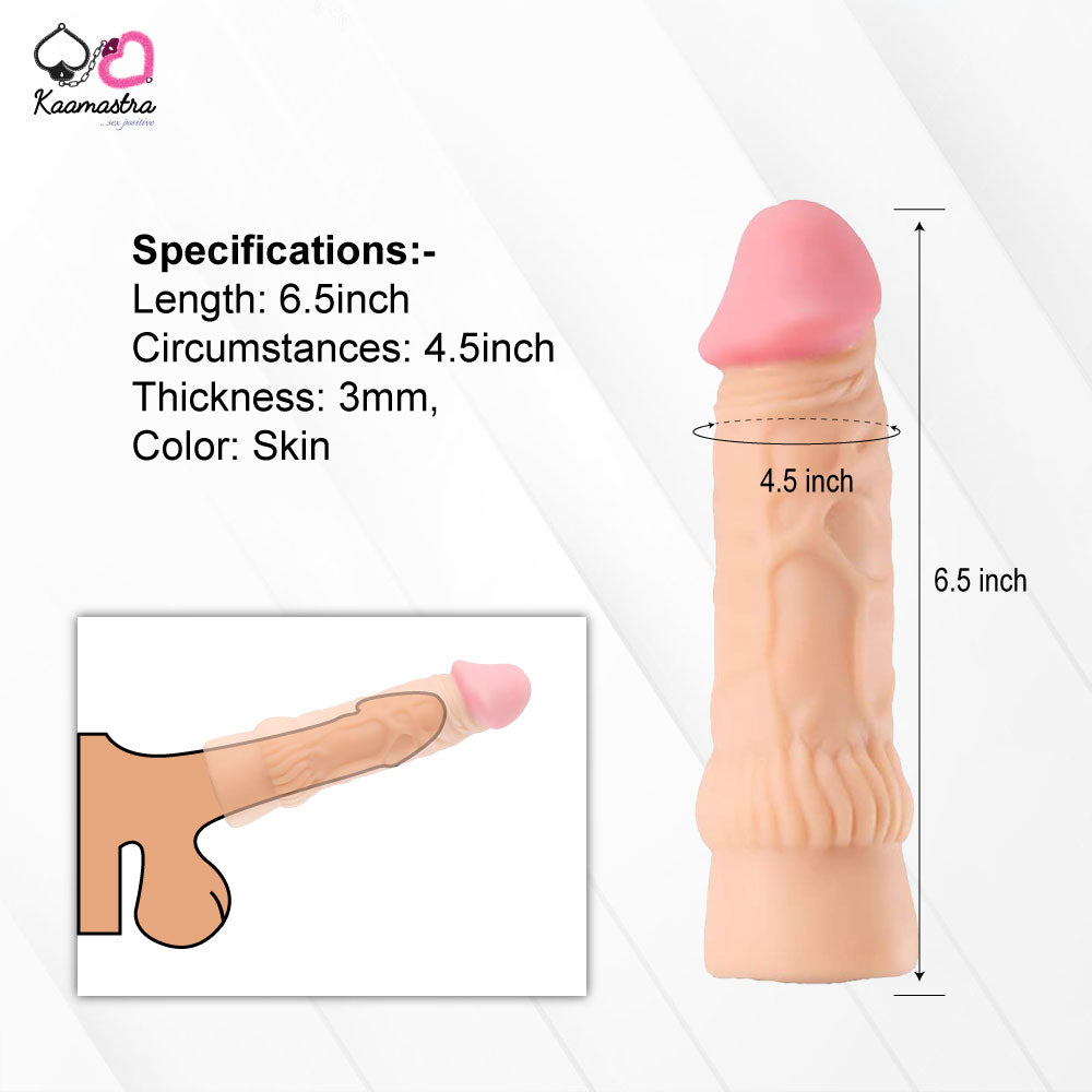 Penis sleeve dimensions - 6.5 inch length, 4.5 inch circumference