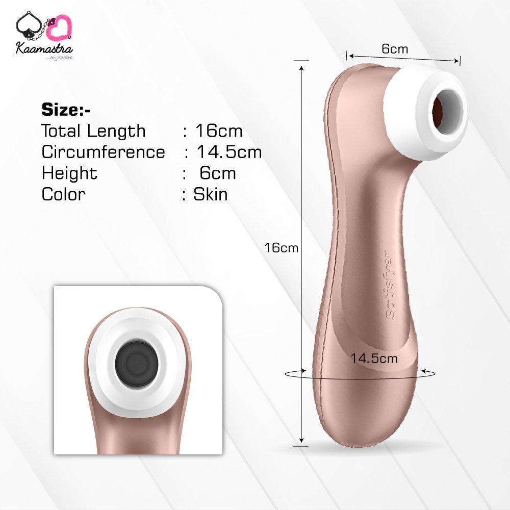 Kaamastra air pulse clit sucker dimensions - 16cm length, skin tone, waterproof design