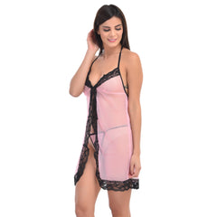 Kaamastra women front open Halter Sleepwear Pink Babydoll