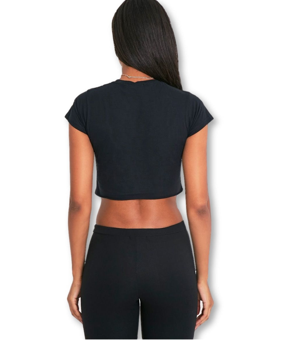 Kaamastra Front Lace Up Rose Print Crop Top