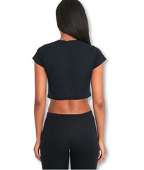 Kaamastra Front Lace Up Rose Print Crop Top