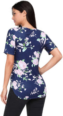 Kaamastra Women's Blue Classic Criss Cross Neck Half Sleeve Top