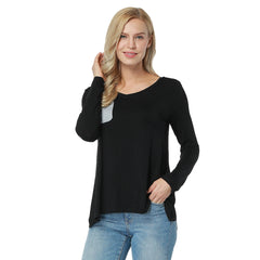 Kaamastra Black Full Sleeve Pocket Design Top Womens T-Shirt