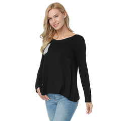 Kaamastra Black Full Sleeve Pocket Design Top Womens T-Shirt