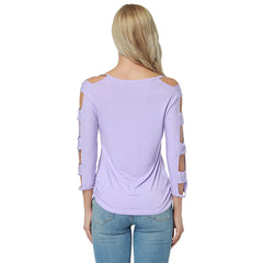 Kaamastra Purple Cutout Full Sleeve  V Neck Top