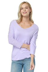Kaamastra Casual Regular Full Sleeve Women Top T-shirt - Purple