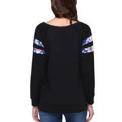 Kaamastra Black Full Sleeve Floral Patch T-shirt Top