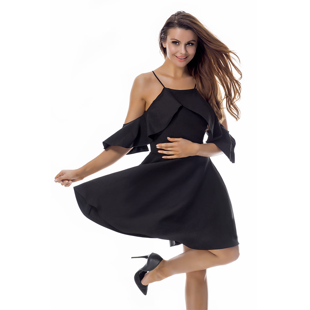 Kaamastra Black Sexy Nighty Shoulder Skater Hot Bodycon Dress