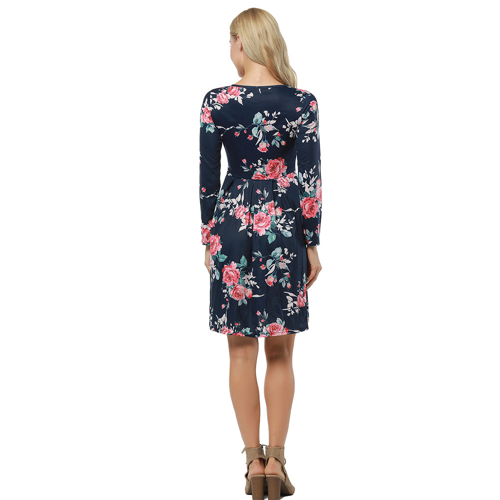 Kaamastra Long sleeves O-Neck fashion Autumn Winter Dress