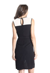 Kaamastra Black Mesh Piping Wrap 2 in 1 Midi Dress
