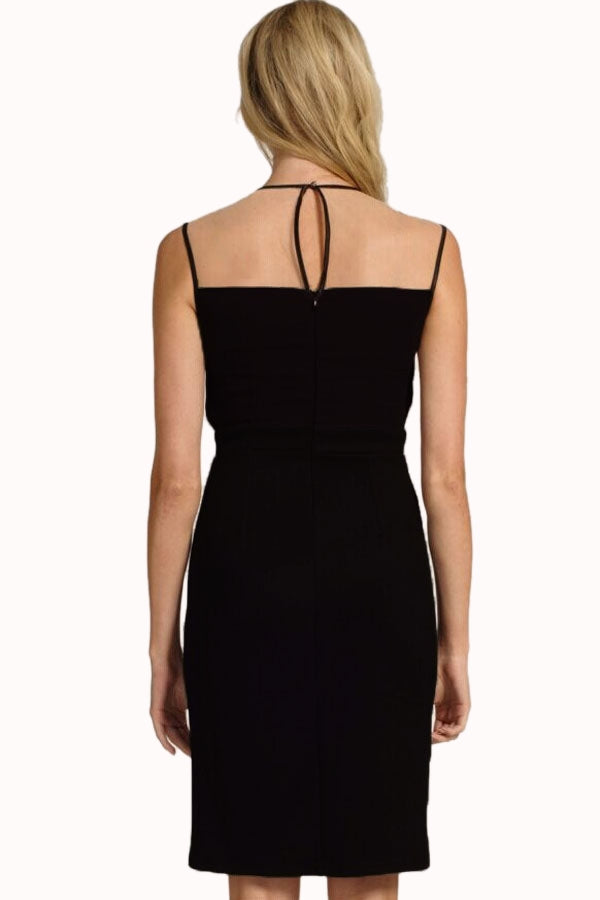 Kaamastra Black Mesh Piping Wrap 2 in 1 Midi Dress