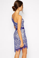 Kaamastra Blue One Shoulder Lace Party Dress