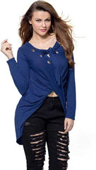 Kaamastra Royal Blue Plain Belted Skater Dress