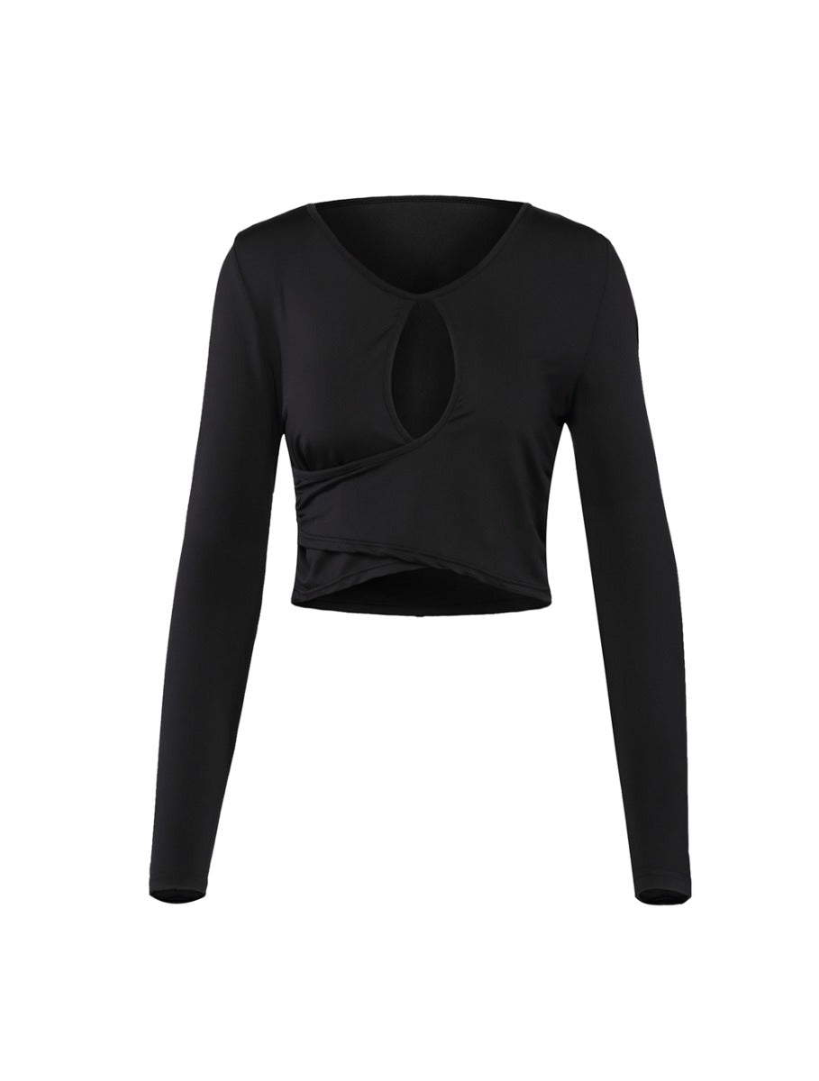 Kaamastra Black Full Sleeve Key Hole Short Top
