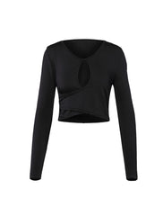 Kaamastra Black Full Sleeve Key Hole Short Top