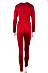 Kaamastra Wine Deep V Neck Lace up Front Onesies