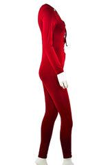 Kaamastra Wine Deep V Neck Lace up Front Onesies