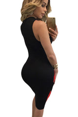 Kaamastra Black & Red Colorblock Sleeveless Bodycon Dress