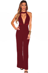 Kaamastra Maroon Deep V neck Women's Jump Suit