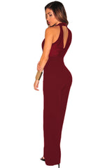 Kaamastra Maroon Deep V neck Women's Jump Suit