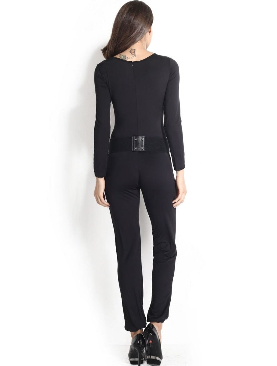 Kaamastra Woman's  Black Cut-out Front Jumpsuit