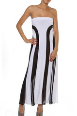 Kaamastra Strapless Mesh Insert Convertible Maxi Dress