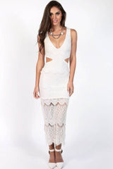 Kaamastra White Lace Snowflake Maxi Dress
