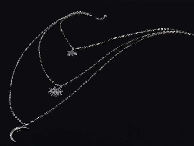 Kaamastra Antique Silver Three Layer Chain