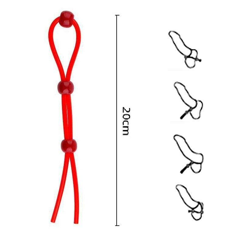 Kaamastra Silicone Penis Binding Rope Red with 3 Adjusting Beads
