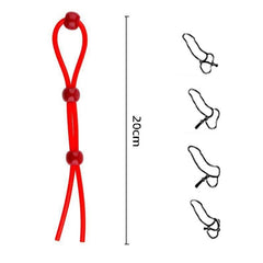 Kaamastra Silicone Penis Binding Rope Red with 3 Adjusting Beads