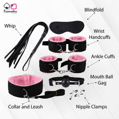 Kaamastra 7 Piece Bondage Kit- Pink & Black