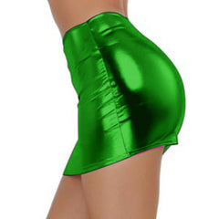 Kaamastra women Wet Look Hot Fitted Mini Skirt - Fluorescent Green