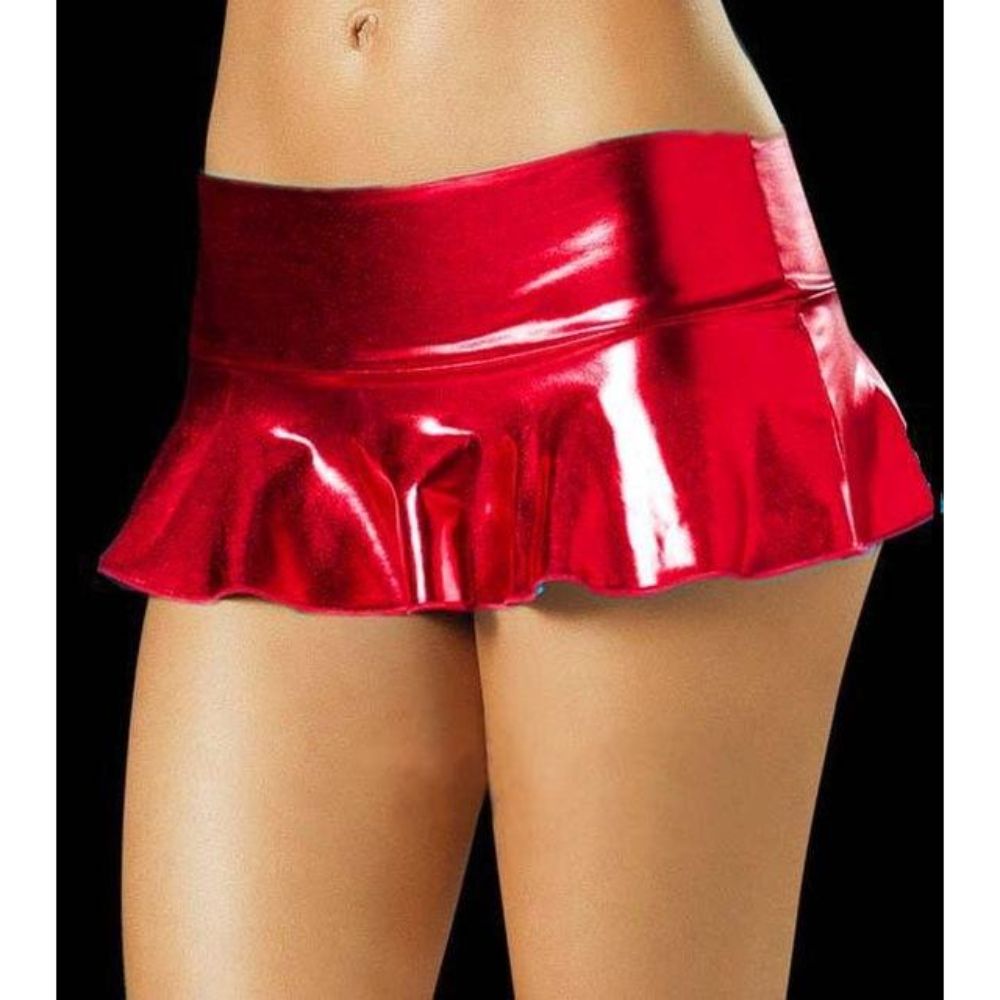 Kaamastra women Flared Wet look Mini Skirt - Red
