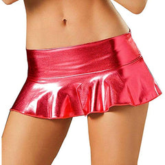 Kaamastra women Flared Wet look Mini Skirt - Red