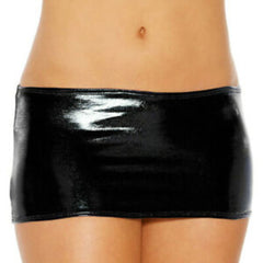 Kaamastra women Wetlook Latex Micro Mini Skirt - Black