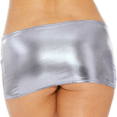 Kaamastra women Wetlook Latex Micro Mini Skirt - Silver