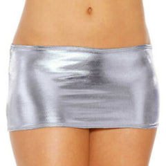Kaamastra women Wetlook Latex Micro Mini Skirt - Silver