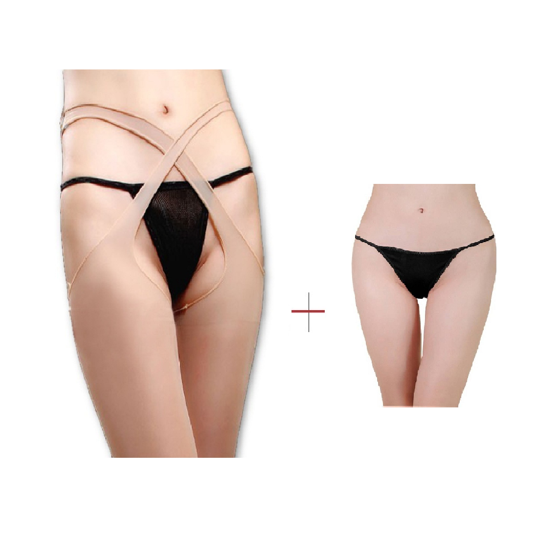 Kaamastra Suspender Tights Nude & Free Thong