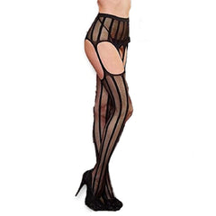 Kaamastra Black Fishnet Suspender Pantyhose Stockings with Thong 6057