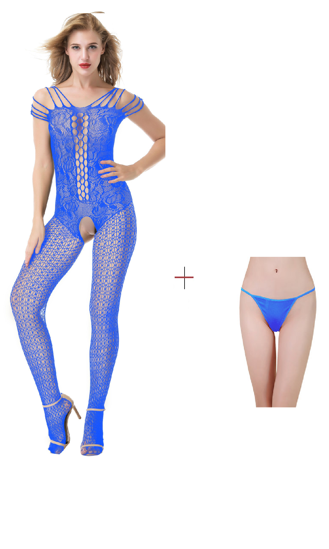 Kaamastra Blue Fishnet Body Stockings & Free Thong