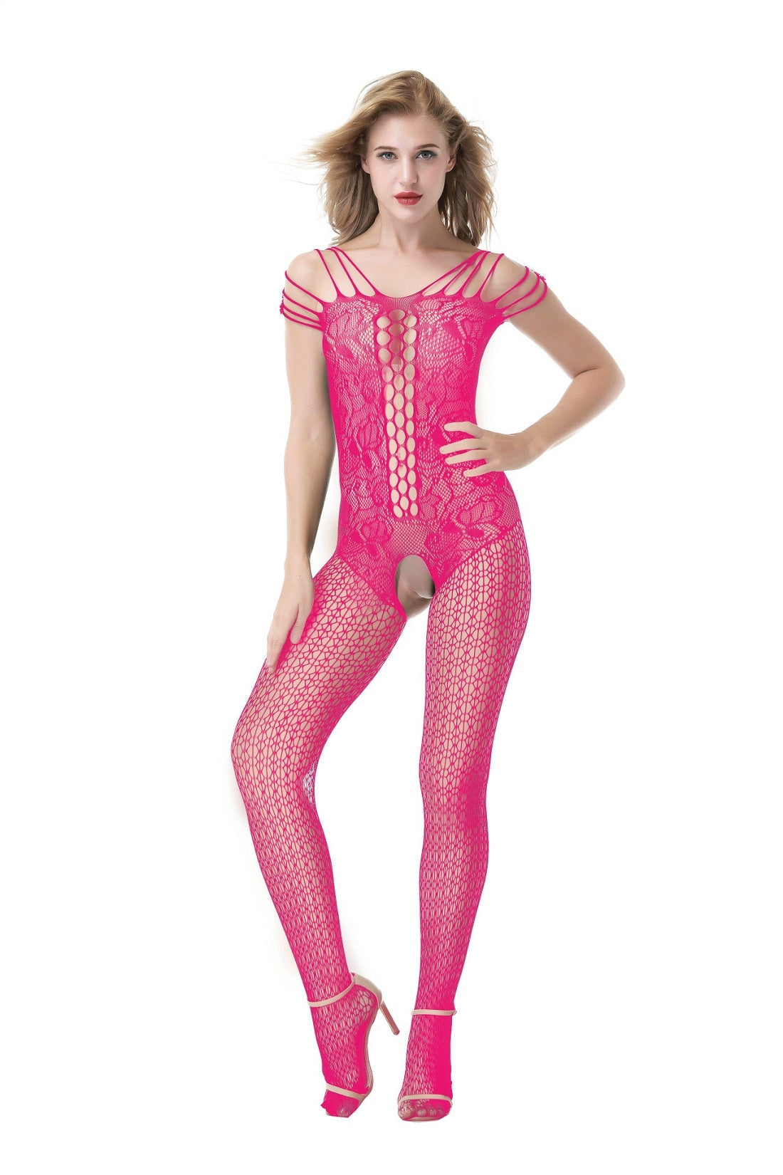Kaamastra Dark Pink Fishnet Body Stockings & Free Thong
