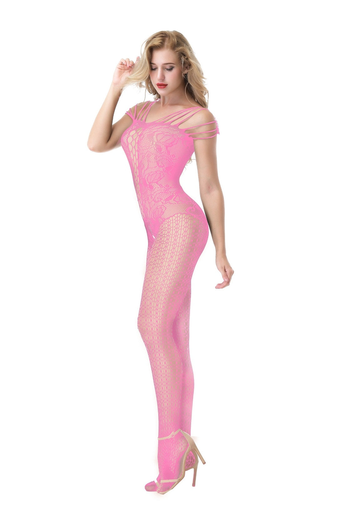 Kaamastra Light Pink Fishnet Body Stockings & Free Thong