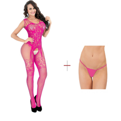 Kaamastra Dark Pink Crotchless Bodystocking & Free Thong